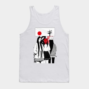 Cool Japanese Samurai Illustration Tank Top